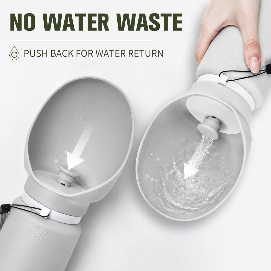 kissleaf Portable Dog Water Bottle, Collapsible, for Walks & Hiking