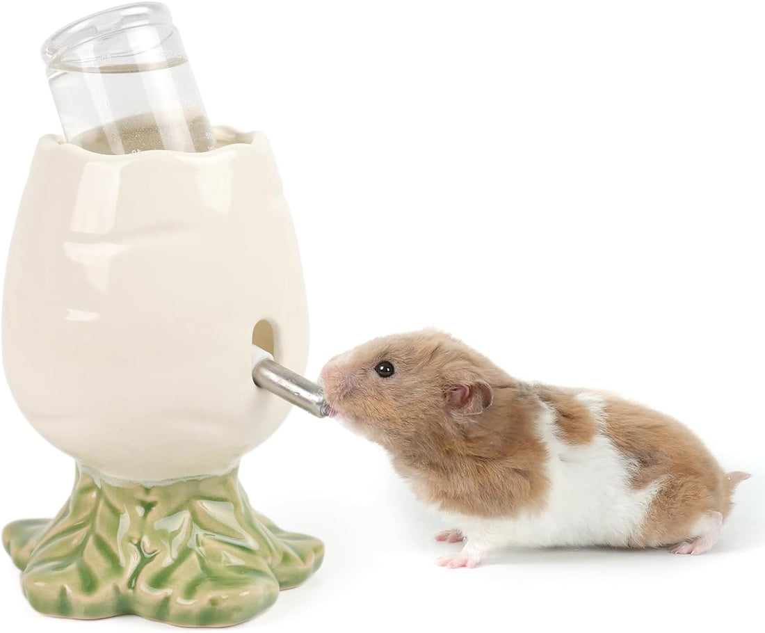 Adjustable No Drip Ceramic Hamster Water Bottle for Glass Tank