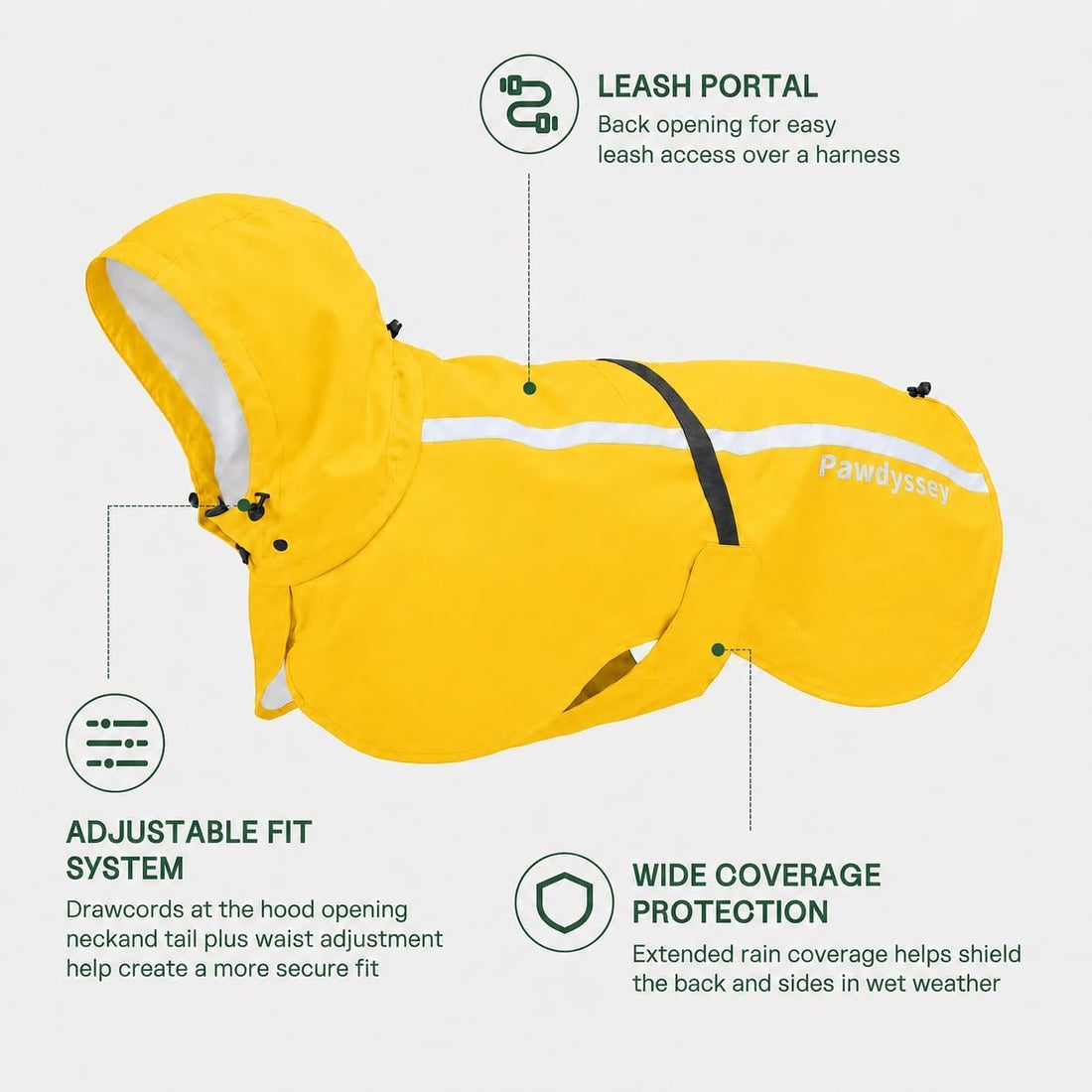 Stretch Fabric Dog Raincoat with Hood