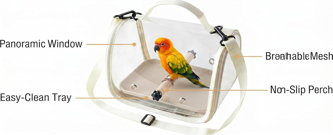 Portable Bird Travel Carrier with Transparent Front & Breathable Mesh