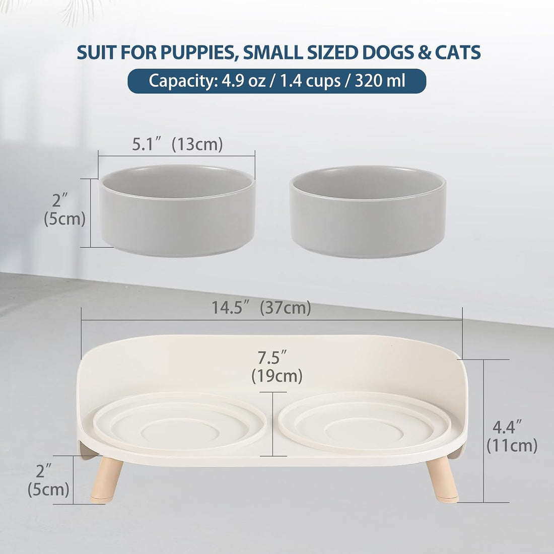 Elevated Ceramic Pet Bowl Set with Stand & Splash Guard