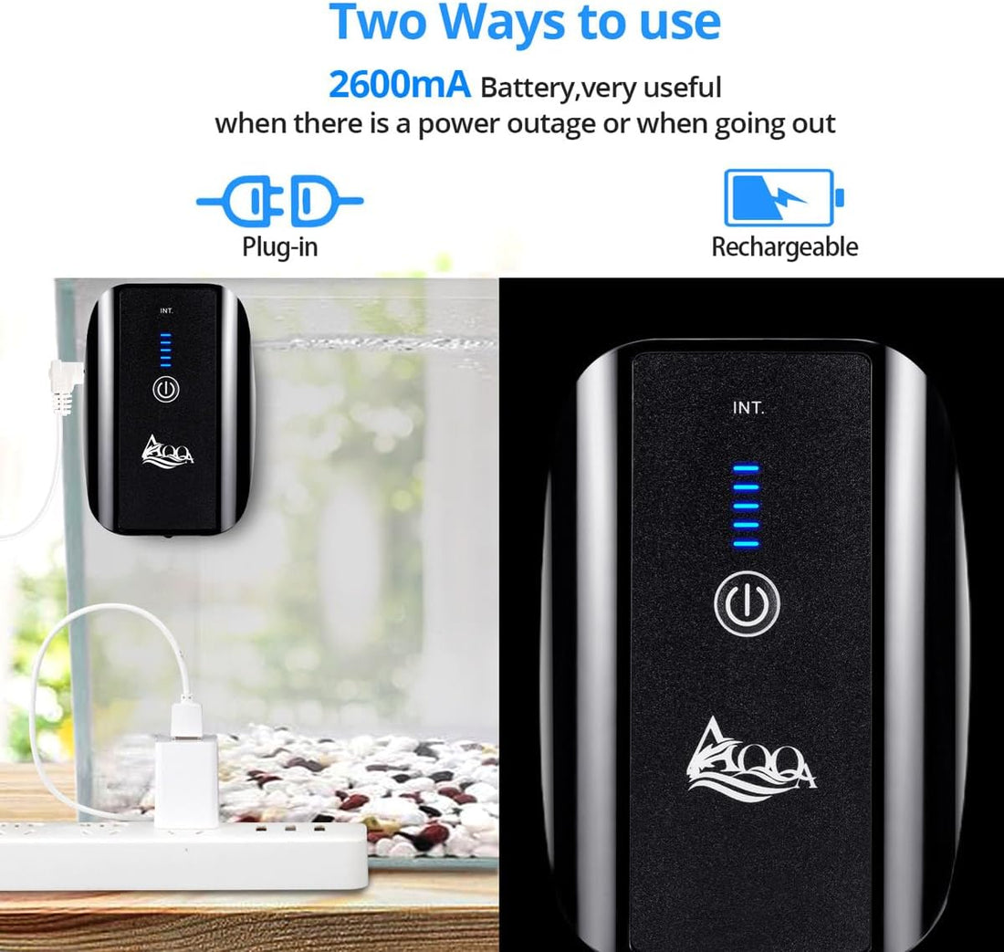 AQQA Aquarium Air Pump Battery Powered USB Rechargeable Aerator