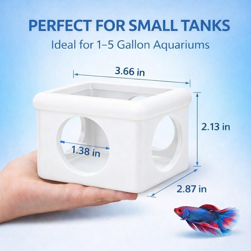 White Floating Betta Hideout with Round Side Holes