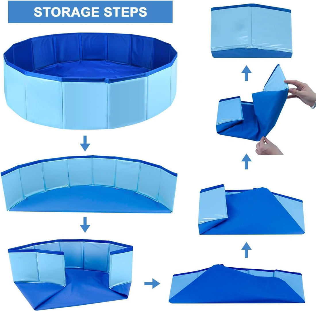 32 x 8 Inch Foldable Dog Pool with Storage Bag, PVC Pet Bath Tub