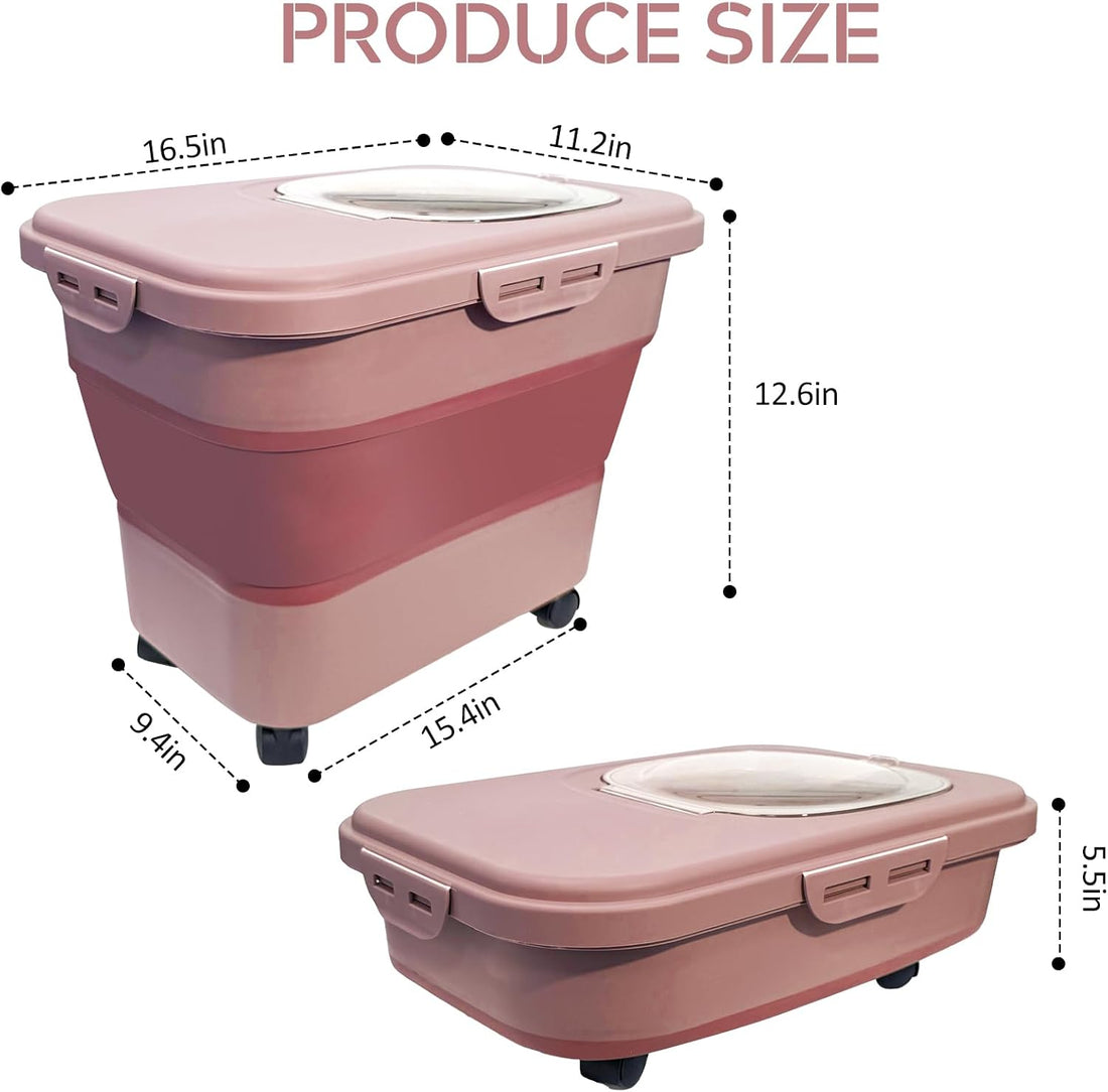 SECOAT Collapsible Cat Litter Storage Container with Rolling