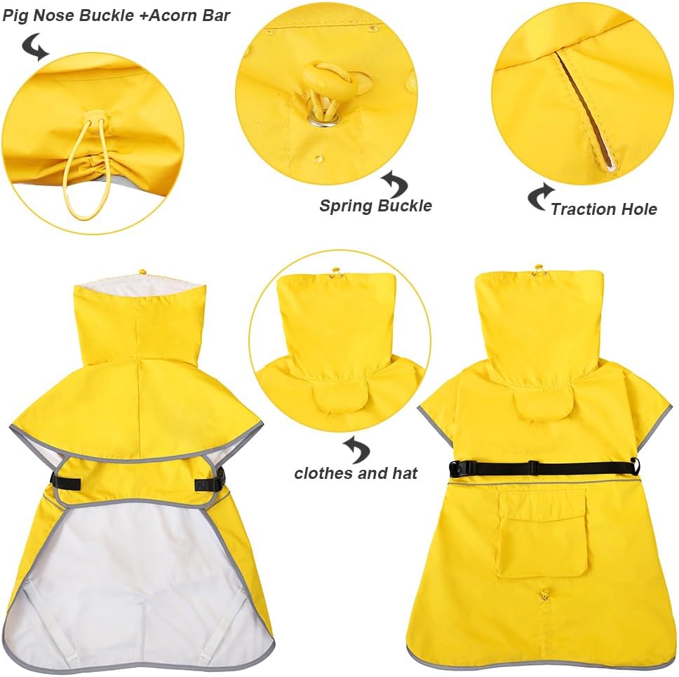Dog Raincoat Waterproof Rain Jacket for Large Dogs Yellow,5XL