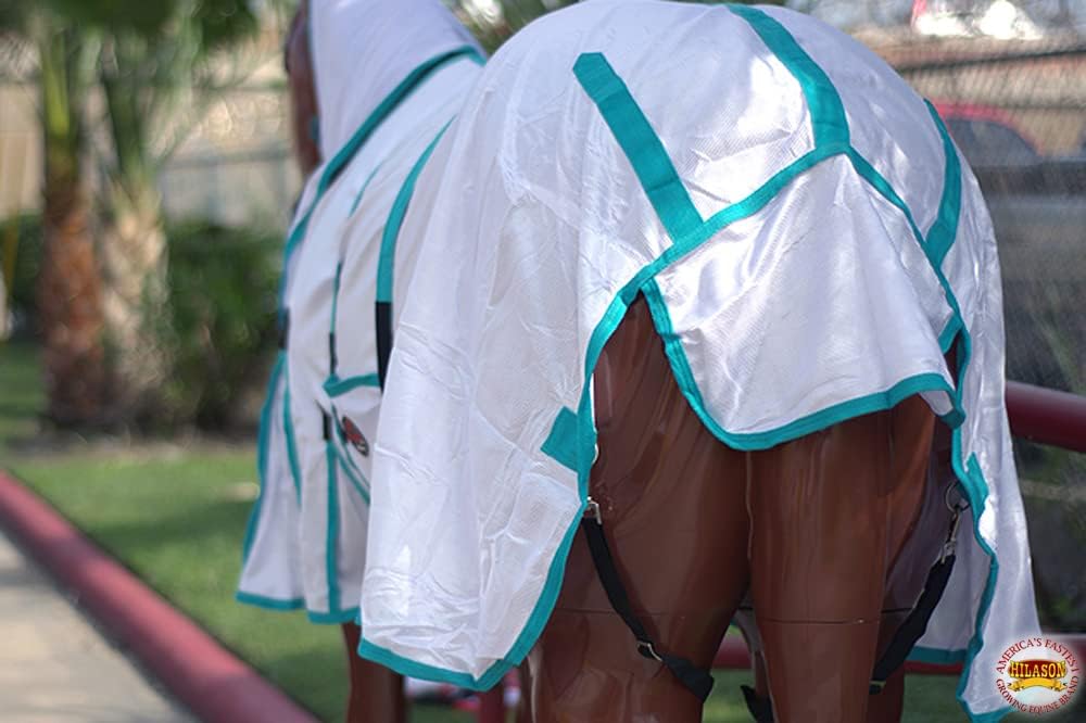 HILASON Horse Fly Sheet UV Protect Mesh 75 in White Turquoise