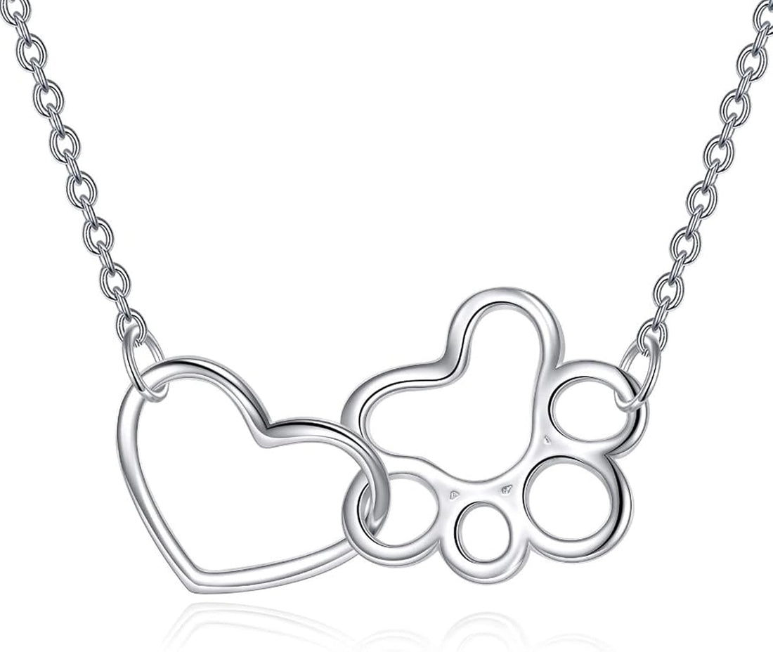 ONEFINITY Paw Print Necklace 925 Sterling Silver Cat Dog Paw Pendant