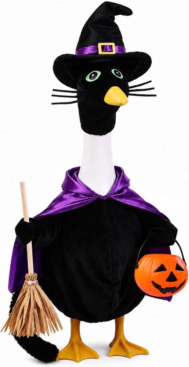 Halloween Goose Outfit Witch Porch Goose Clothes for Outdoor Lawn