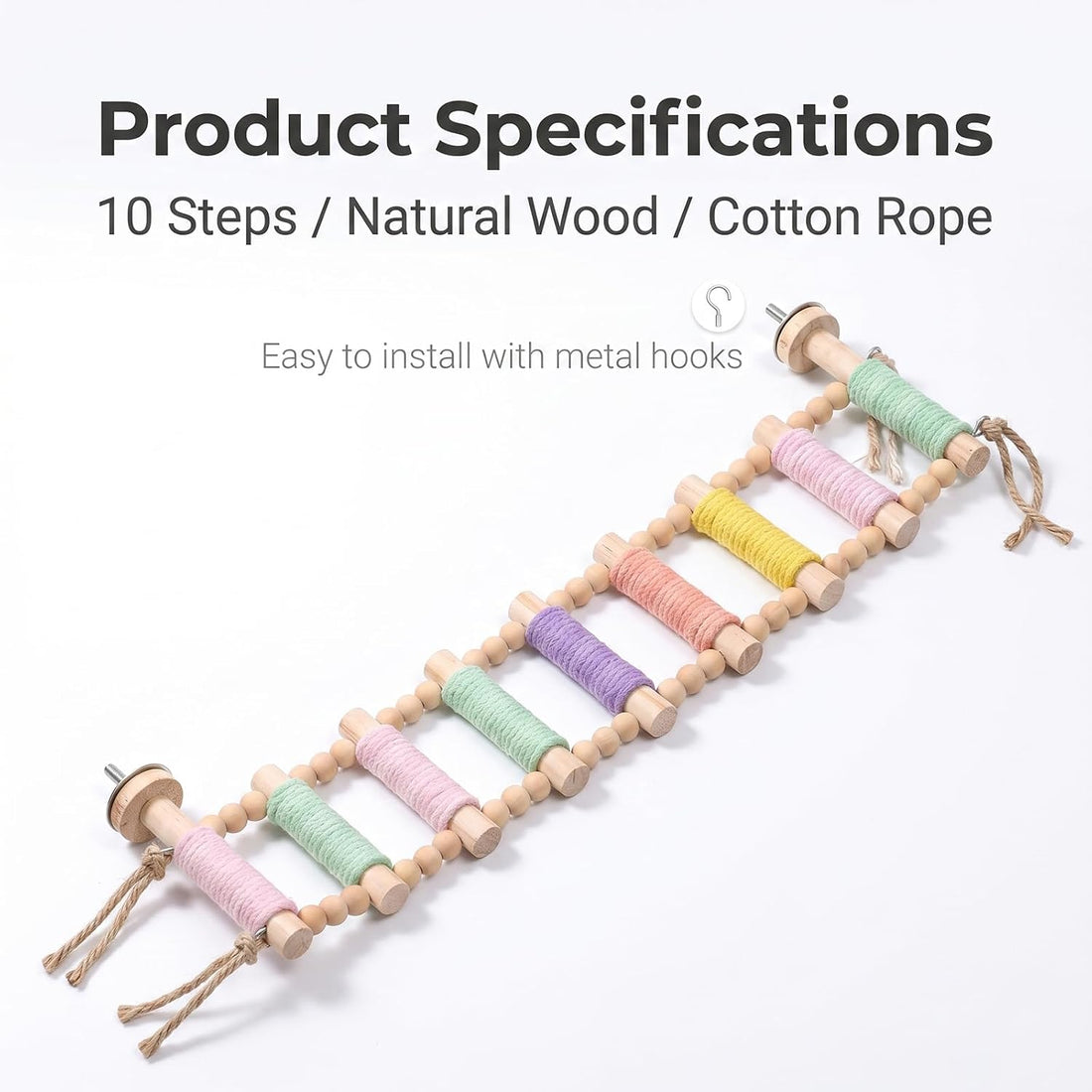 Bendable 10‑Step Parrot Rope Ladder Perch for Small Parrots