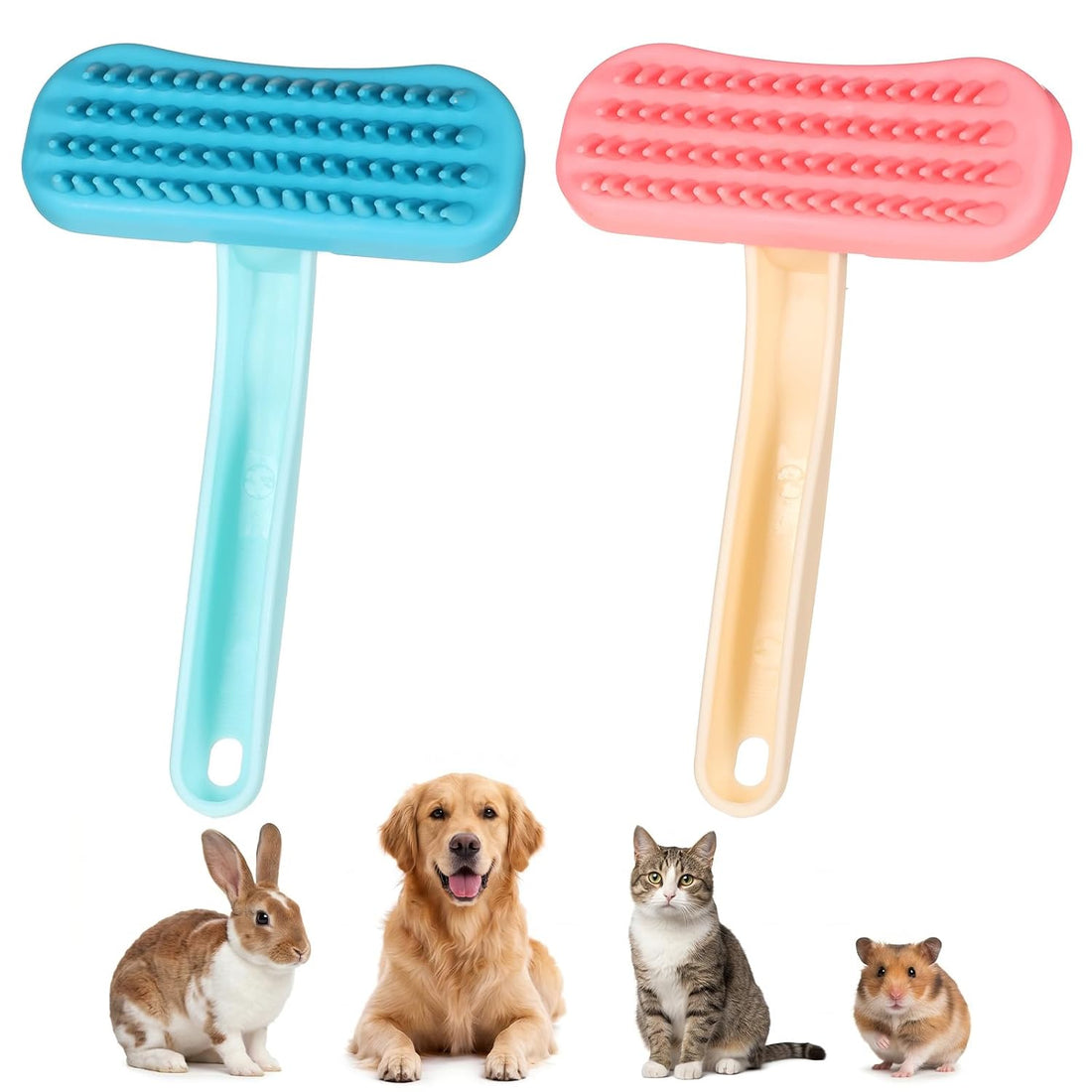 2Pcs Silicone Cat for Brush Grooming Soft Bunny and Chinchilla Brush