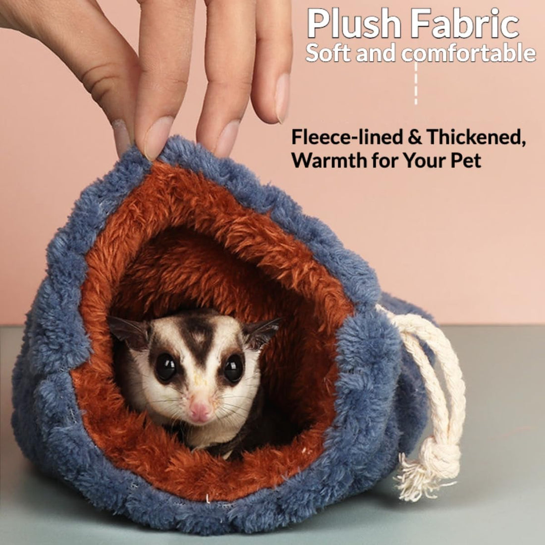 Sugar Glider Bonding Pouch Warm Travel Carrier Hamster Nest & Strap