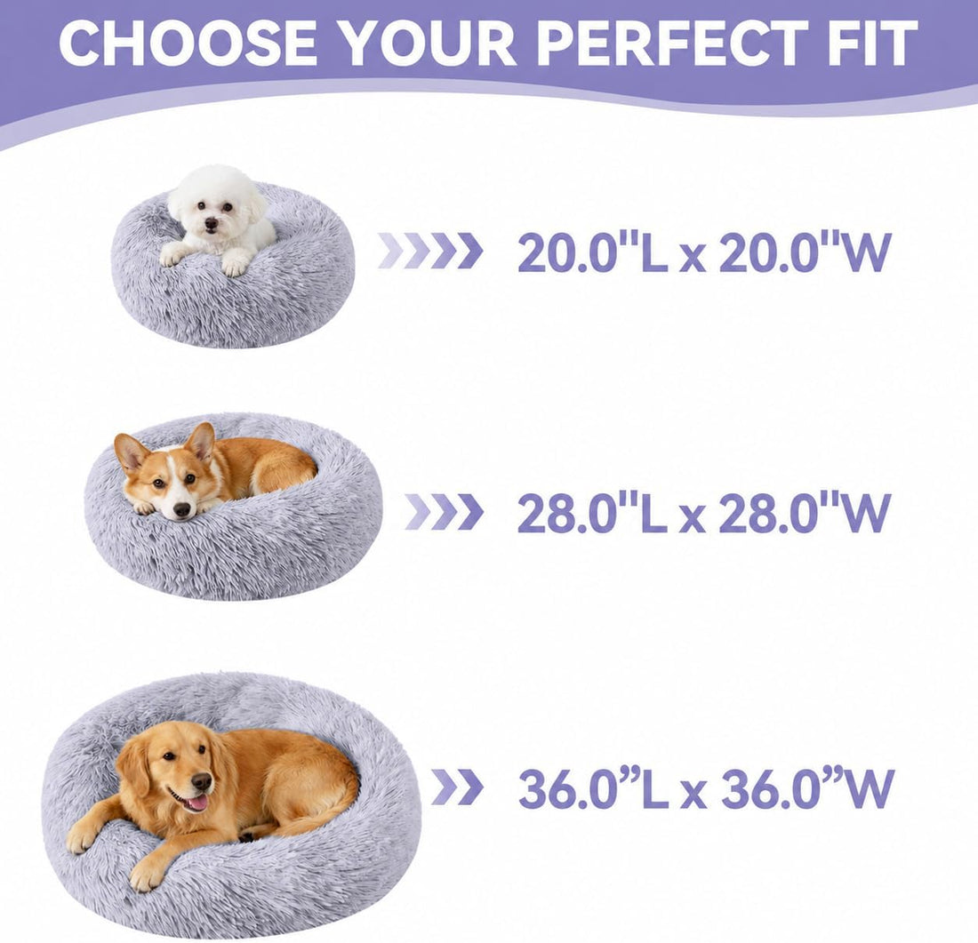 Medium Dog Bed, Washable Plush Donut Dog Bed, 28 Inch