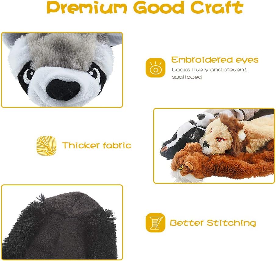 Dog Squeak Toys, No Stuffing Plush Dogs Chew Toy Bundle for Small