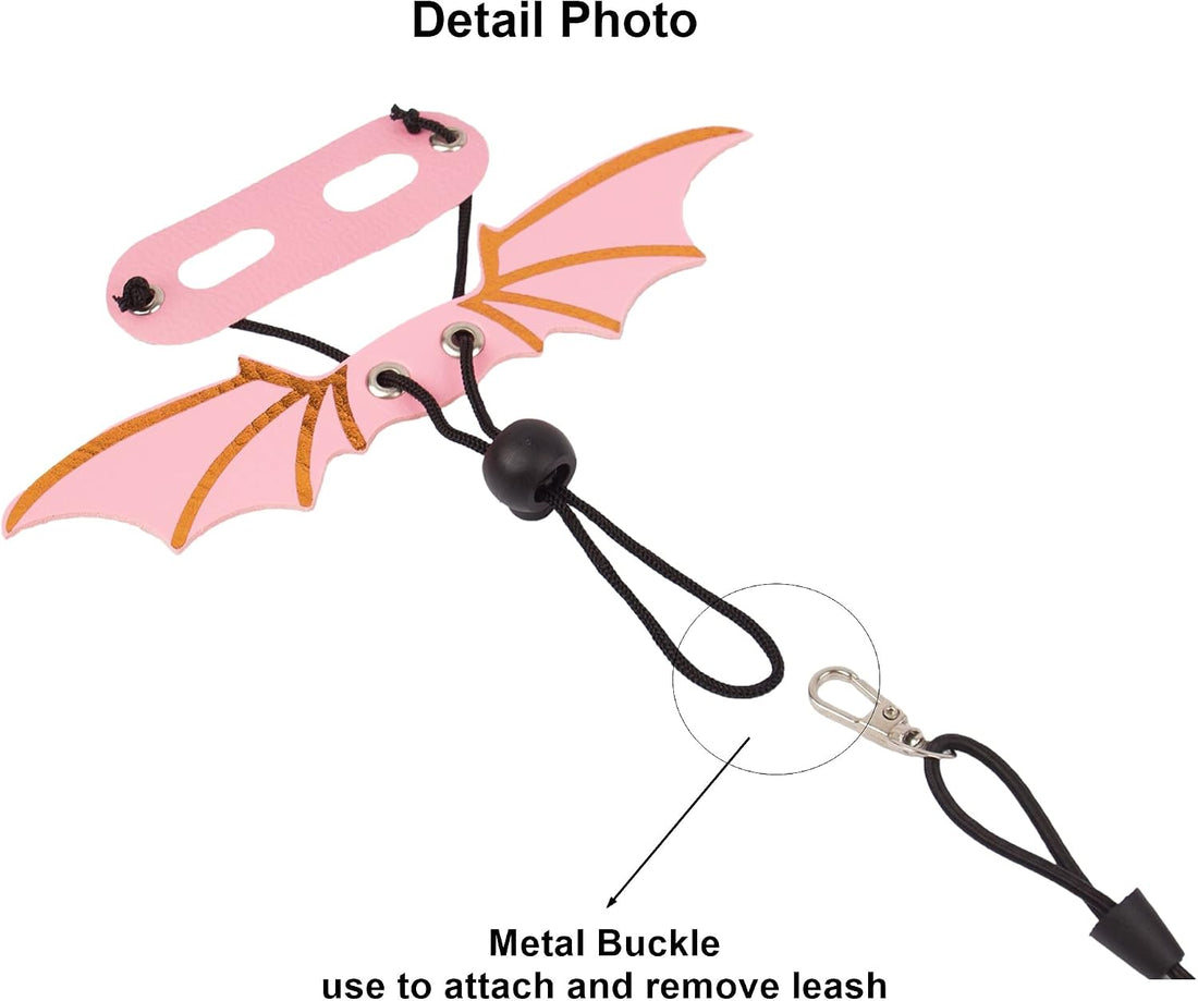ADOGGYGO Pink Bearded Dragon Leash Harness, 3 Size Pack, Cool Bat Wing