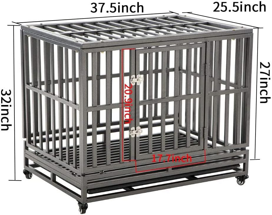 LUCKUP 38 Inch Heavy Duty Dog Cage Metal Kennel and Crate for Large