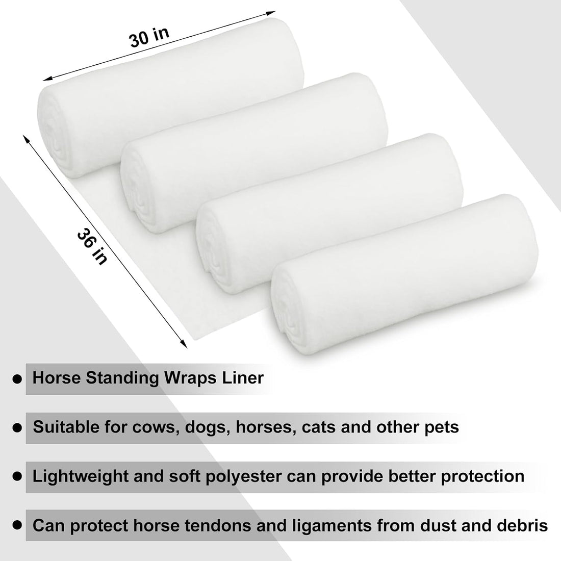 Abbylike 12 Pack Cotton Horse Leg Wraps Liner