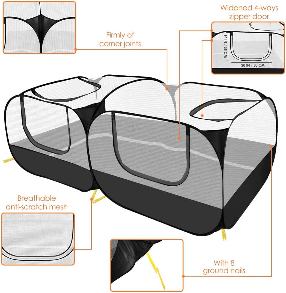 Lukovee Small Animals Playpen, Foldable, Detachable Bottom