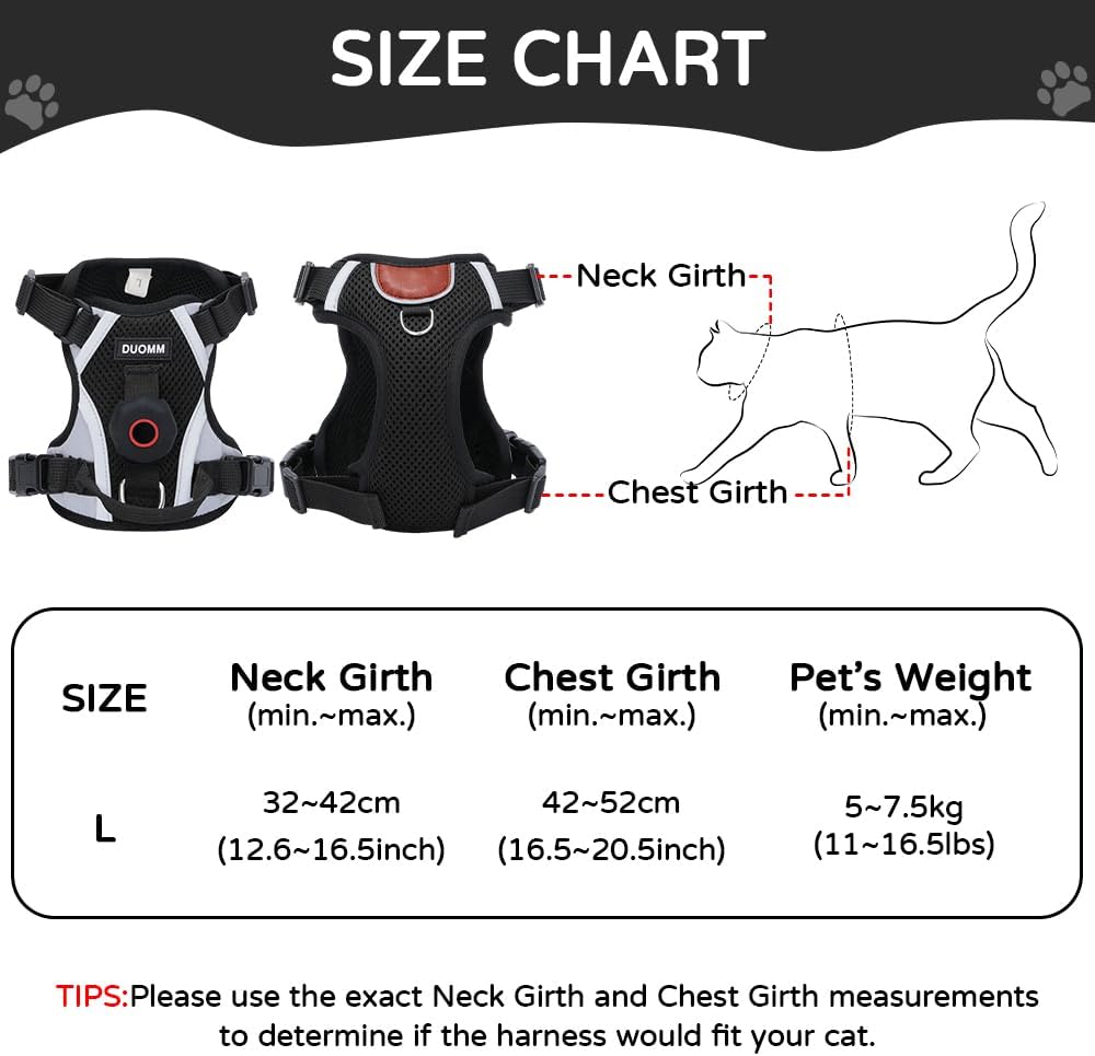 Cat Harness and Leash Set with Holder Compatible with AirTag