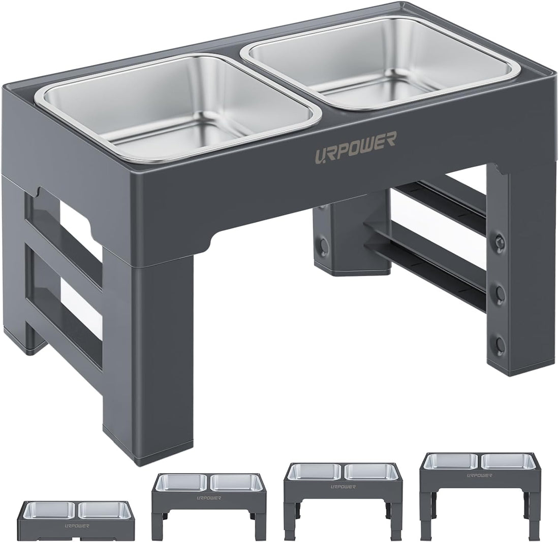URPOWER Raised Dog Bowls 4 Height Adjustable Elevated Bowl Stand