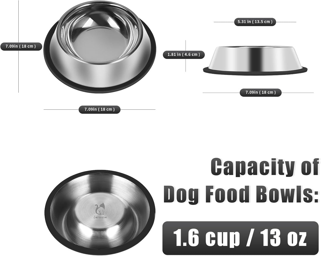 3Pcs Stainless Steel Dog Bowls Set