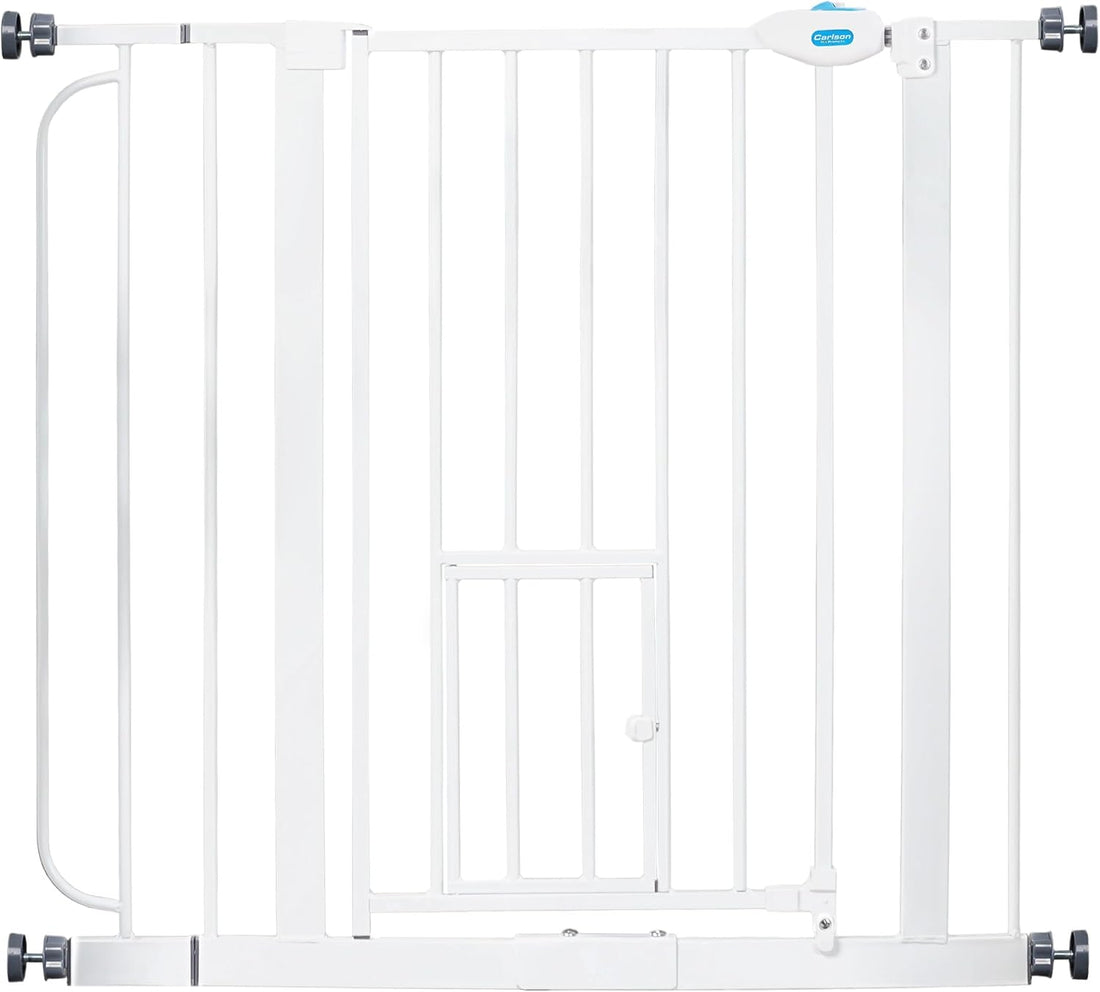 Carlson 29–36.5” Extra Wide Dog Gate with Small Pet Door