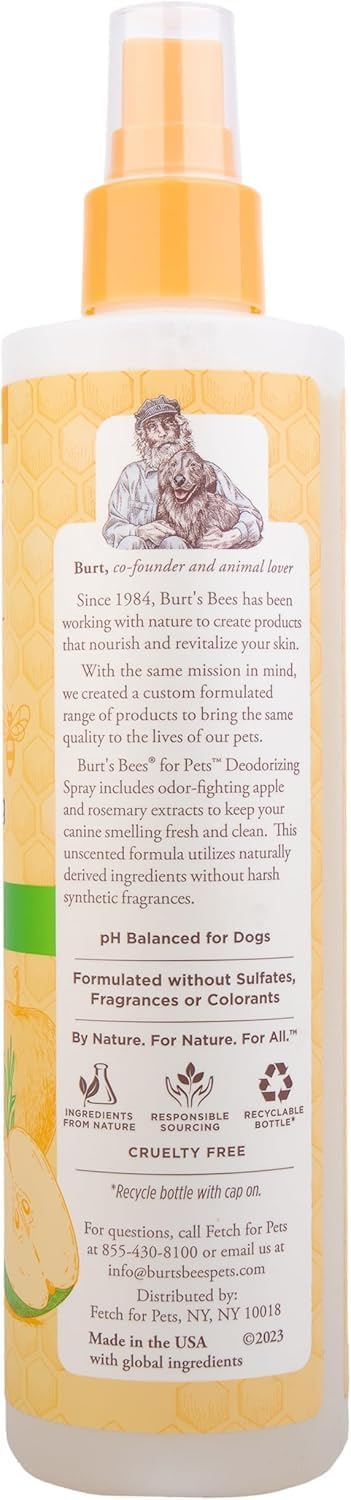 BURT'S BEES FOR PETS Deodorizing Dog Spray, Apple & Rosemary, 10 Fl Oz