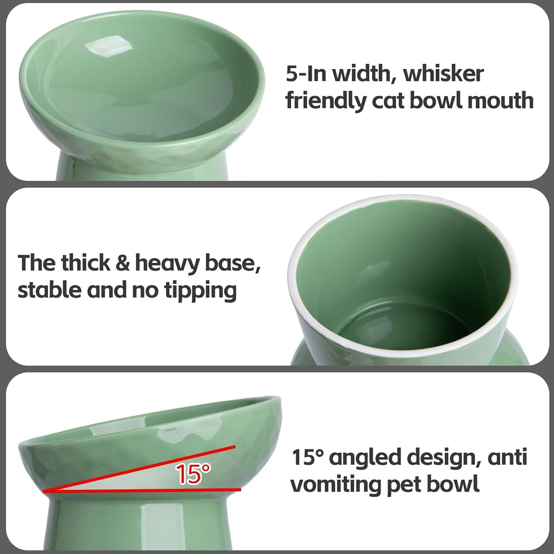 YauYik Raised Cat Bowl, Elevated Cat Food Bowls with Tilted Angle