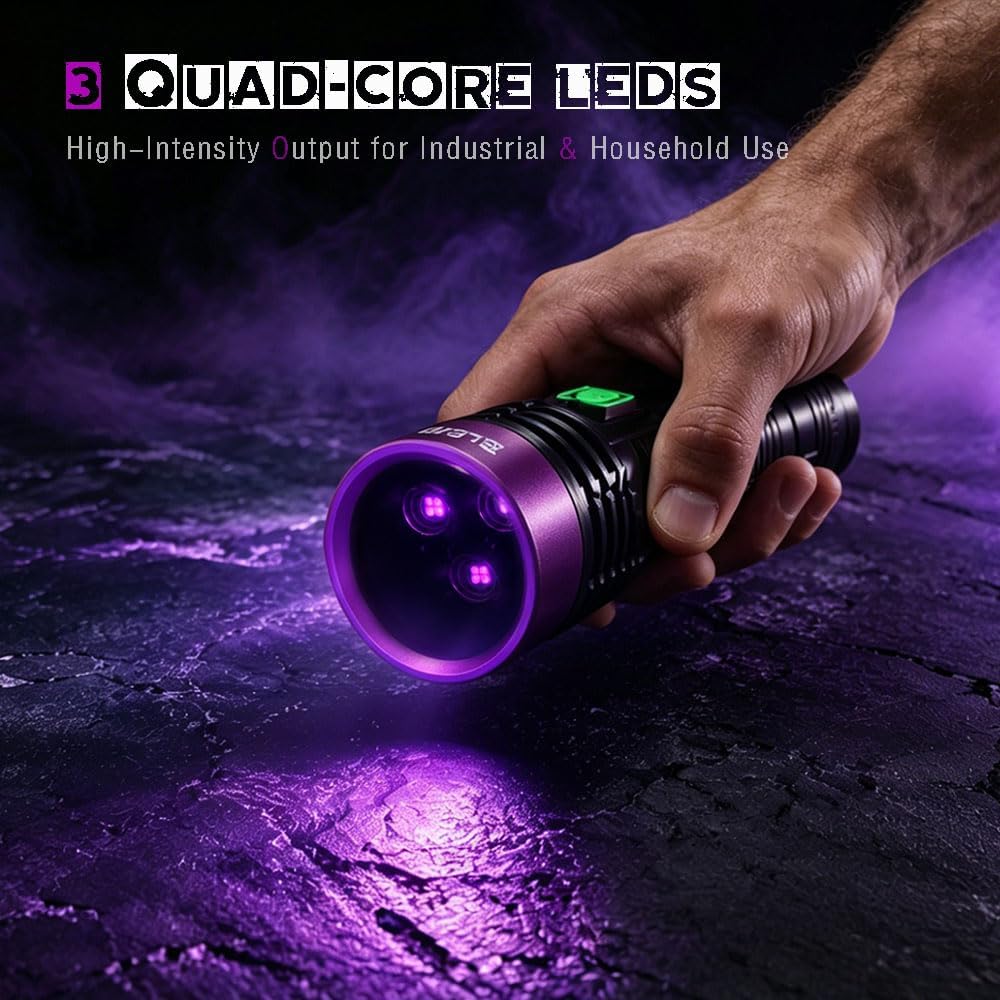 UV Black Light 365 nm Rechargeable Flashlight with Filter for Pet