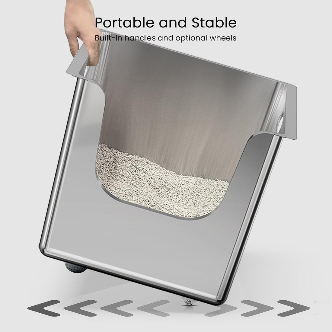 Stainless Steel Litter Box 13.7'' High Sides