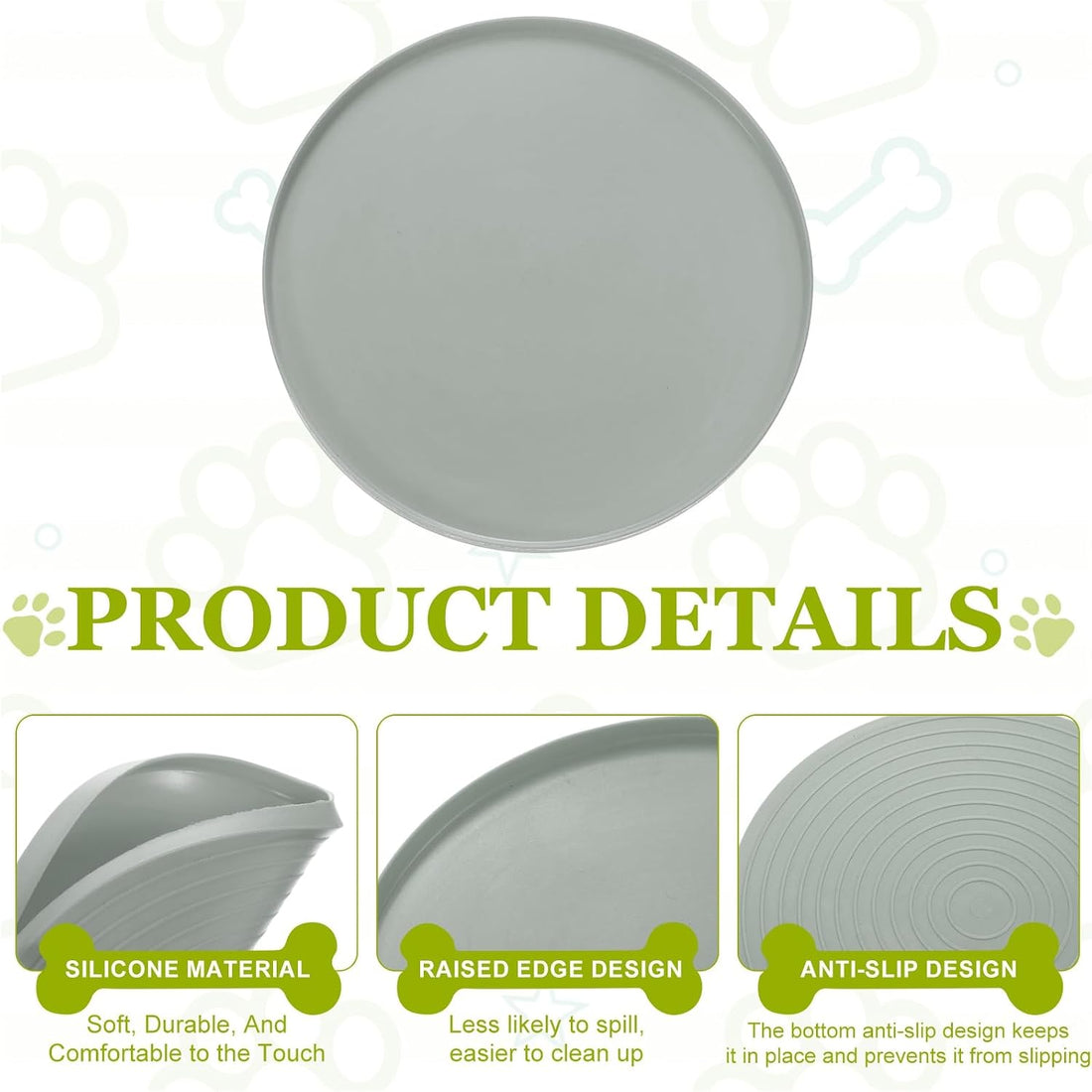4Pcs Cat Food Mat,Silicone Pet Feeding Mat Waterproof 7x7In