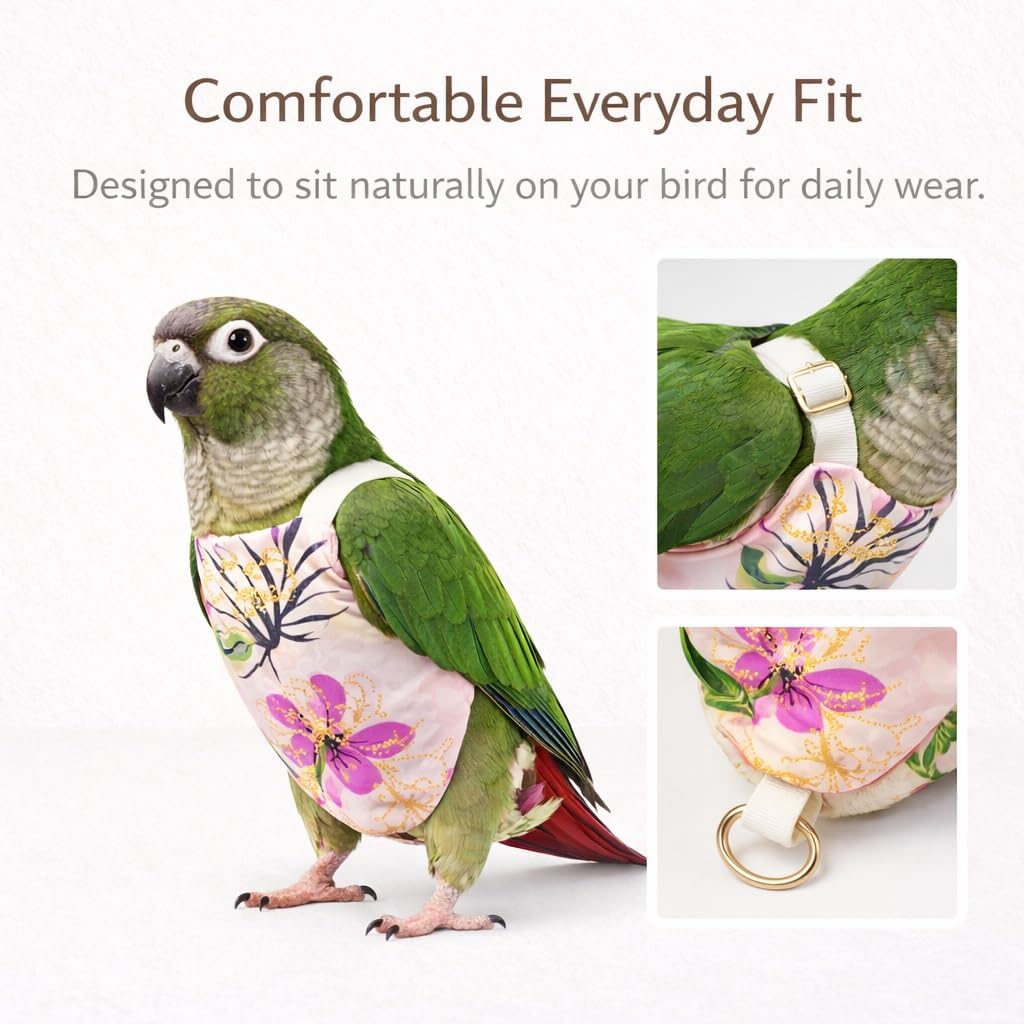 5PCS Bird Diaper Harness Set with Flight Leash and Disposable Liners