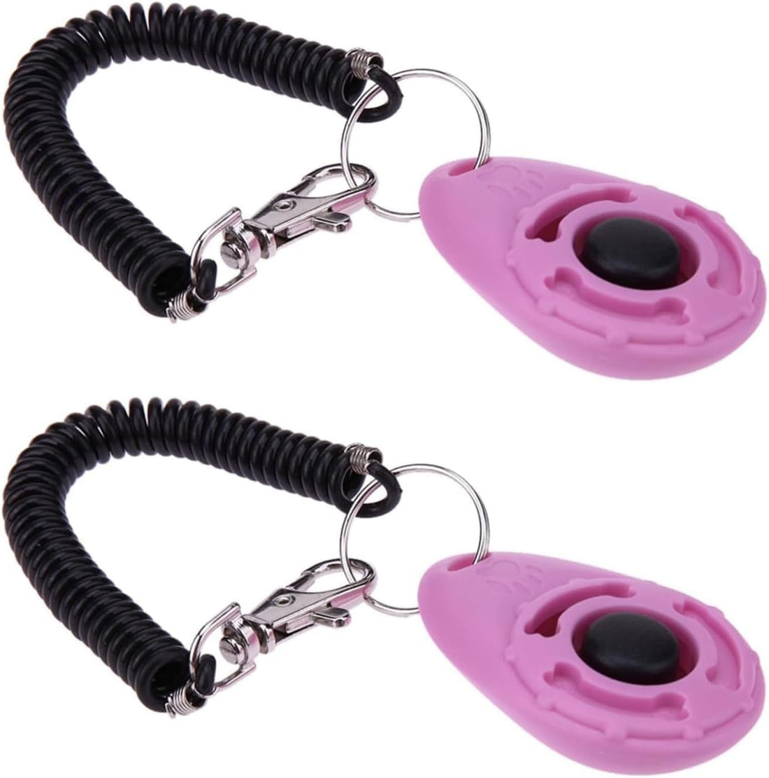 2Pcs Pink Dog Clicker for Training Easy to Use with Button Dog