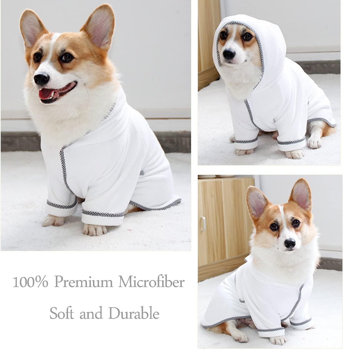 Dog Bathrobe, Microfiber Fast Drying Absorbent Hooded Bath Towel