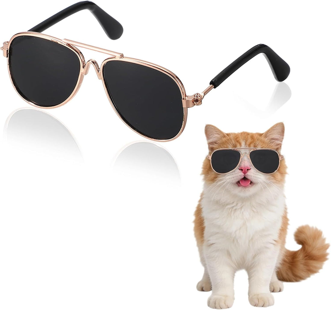 PETAXCELL Dog Sunglasses, Retro Dog Kittens Glasses Classic Metal