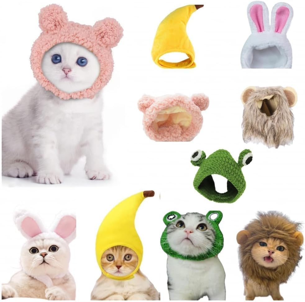 5-Pack Cat Halloween Hat Set - Witch Pumpkin Bat
