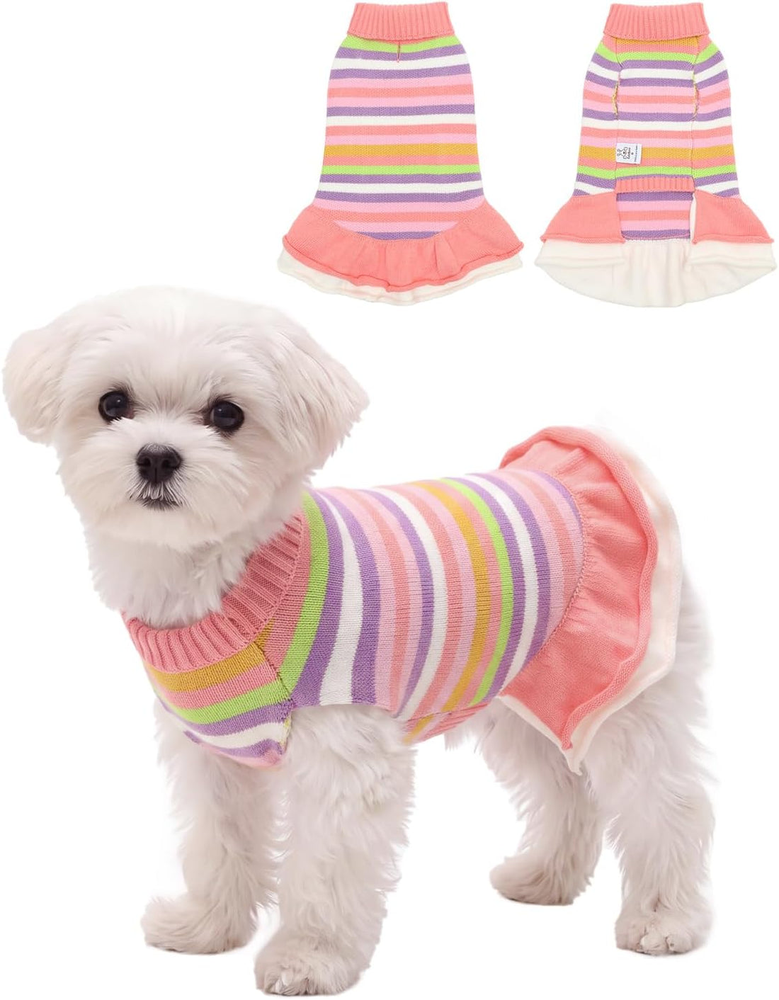 CuteBone Halloween Ruffle Dog Sweater Dress for Medium Dogs