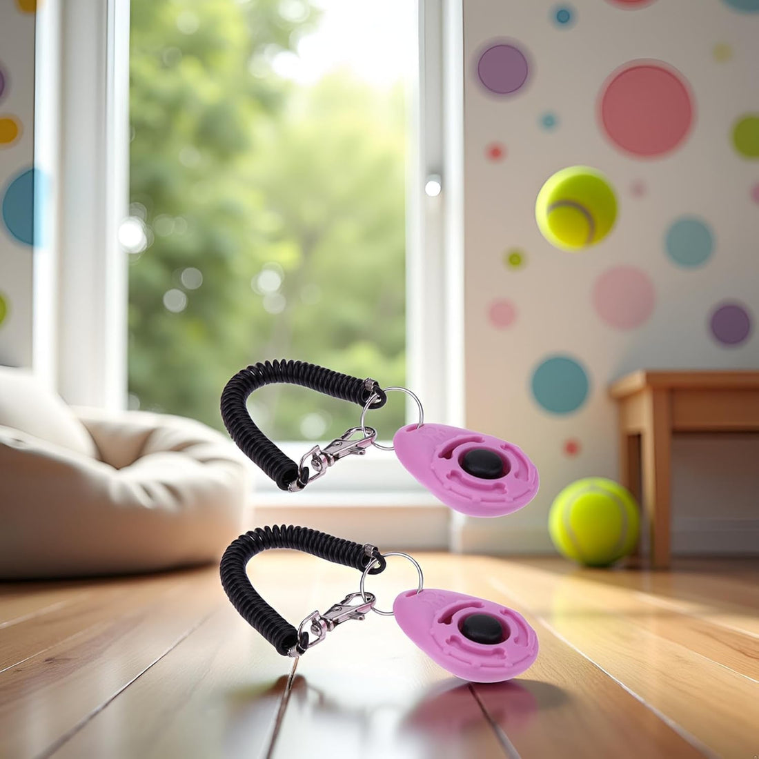 2Pcs Pink Dog Clicker for Training Easy to Use with Button Dog