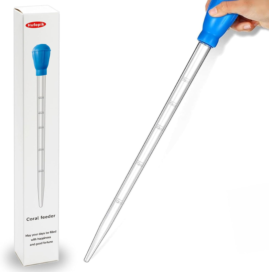 17.7 in 1 Pc Long Pipette for Fish Tank Coral Food Feeder Long