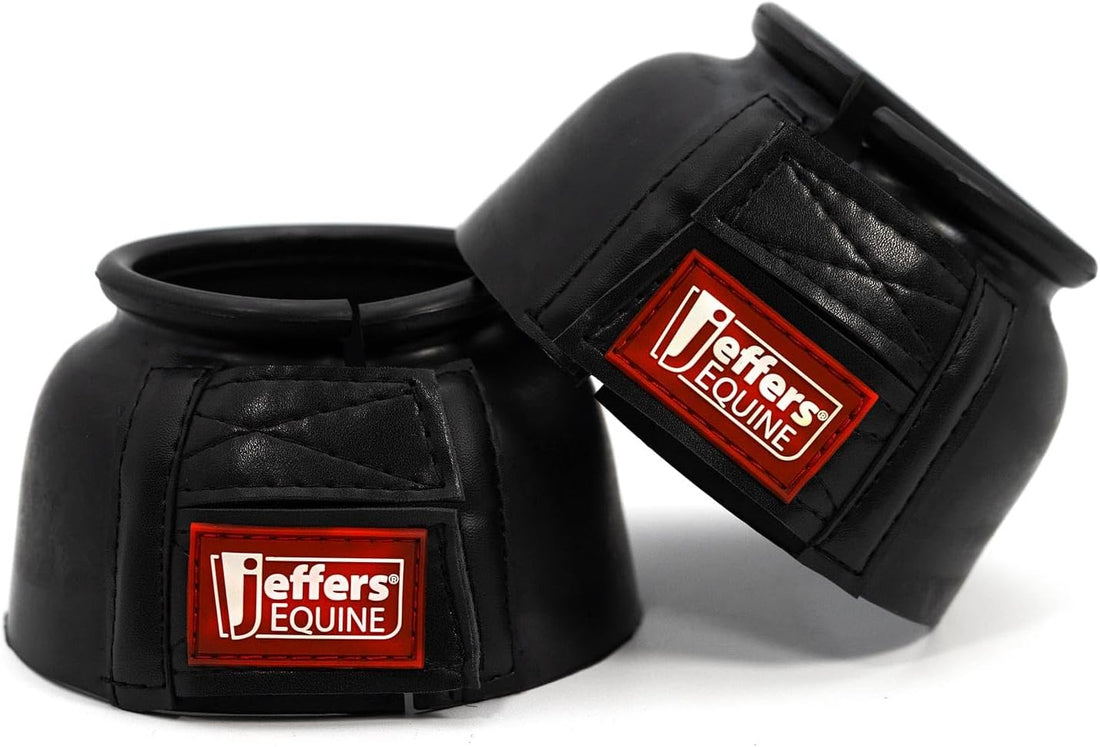 Jeffers Horse Rubber Bell Boots with Double Fastener, Black