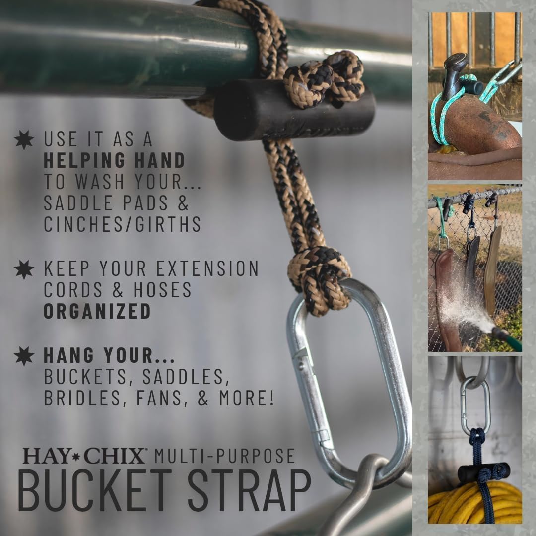 hay chix 14-Inch Horse Bucket Strap | Adjustable Stall Hanger