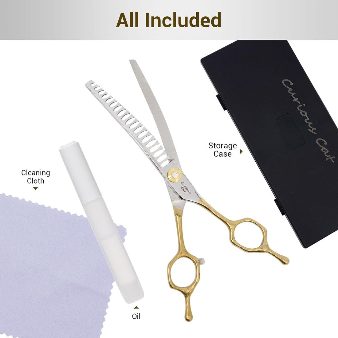 Dog Grooming Scissors,7.0'' Pet Curved Chunkers Shears