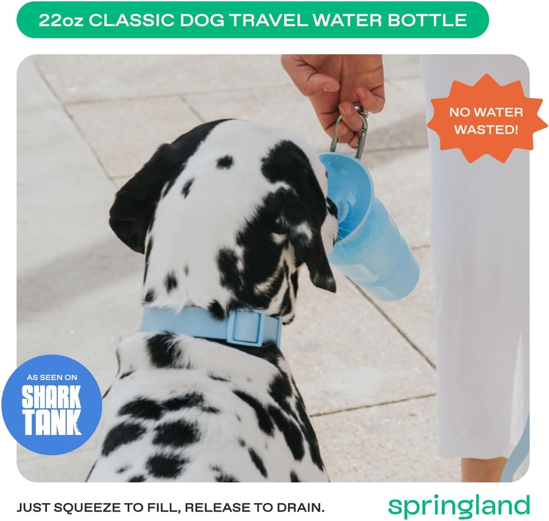 Springland Classic Portable Dog Water Bottle with Built-in Bowl