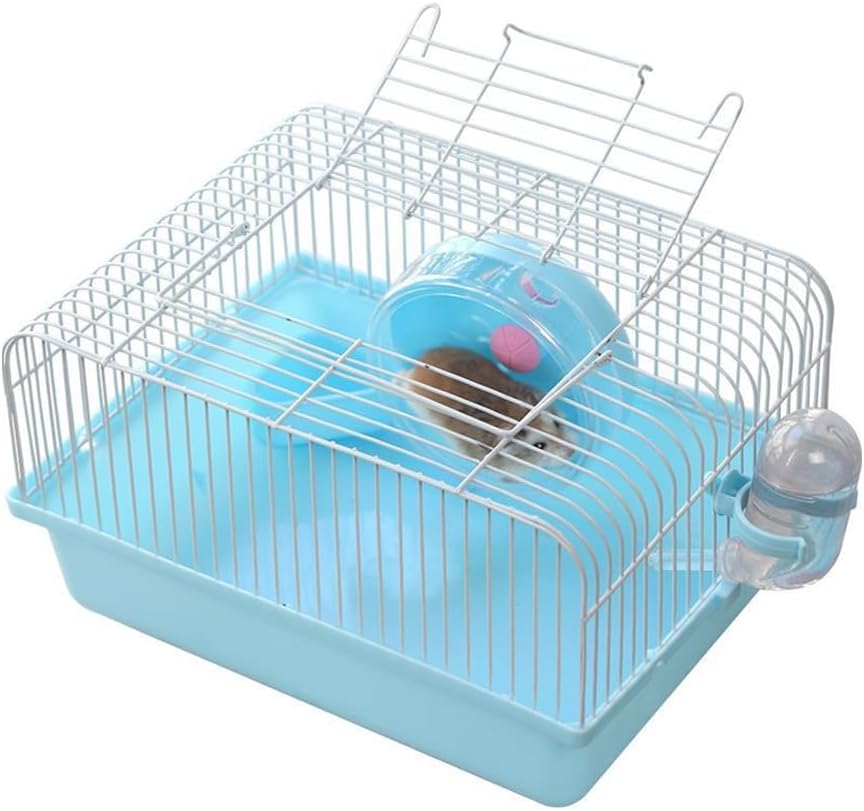 Small Pet Hamster Cage with Running Wheel Water Bottle Food Basin
