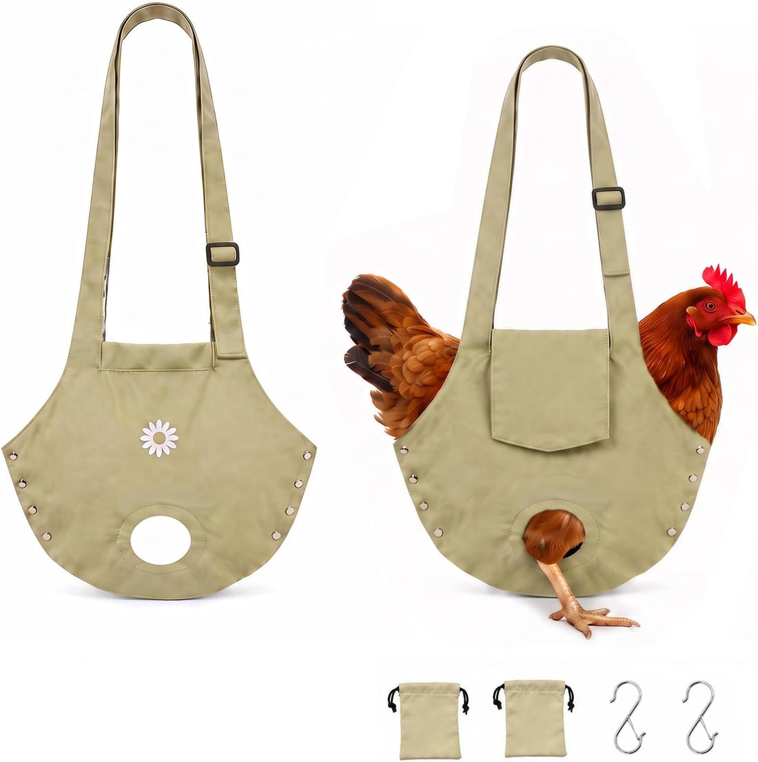 Chicken Sling Carrier with Shoulder Strap, Hen Holder Bag, 1-Pack