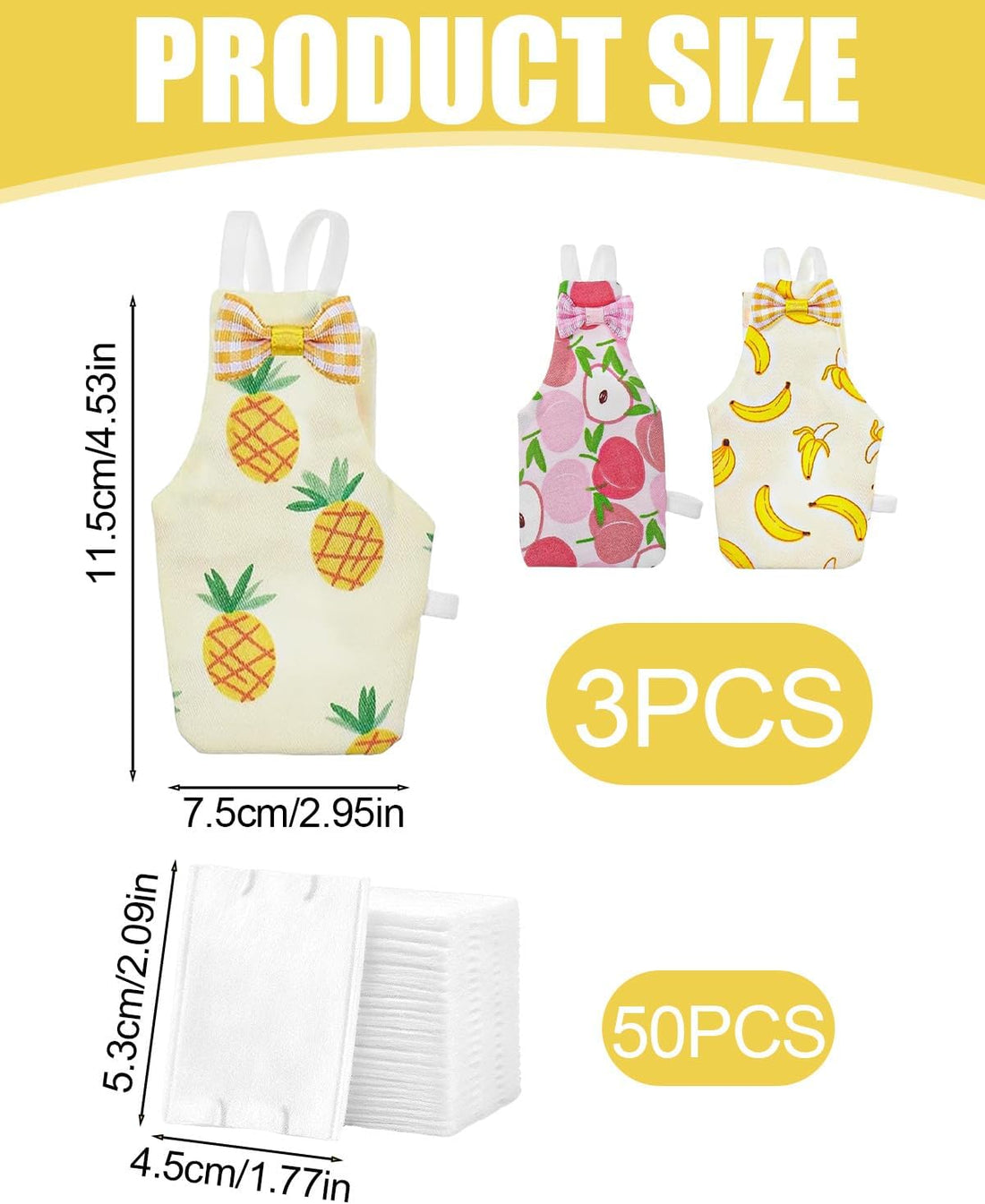 3Pack Bird Diaper, Reusable Parrot Nappy & 50 Absorbent Liners Bird