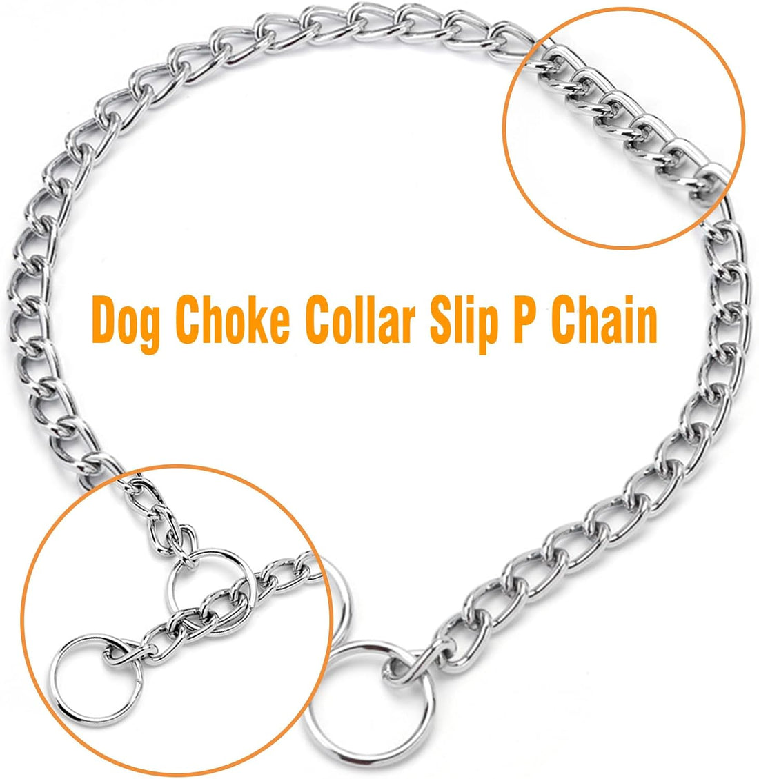 Metal Chain Collar, Martingale Training Collar for Medium Dogs 18-inch