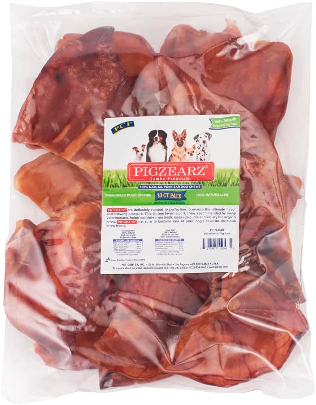 PCI -Pet Center, Inc Pigzears - 100% Pig Ears - Dog Treat - 2 Count