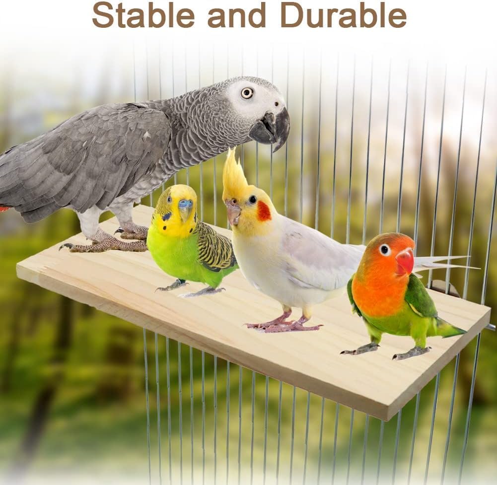 Litewoo Parrot Bird Wood Perch Platform Large Stand Shelf for Budgie