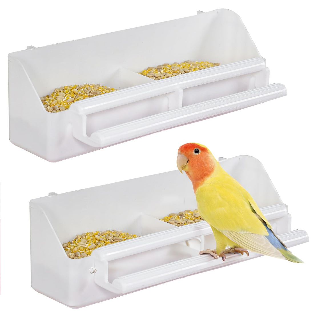 Pawfly 2 Pack Bird Feeder for Cage Hanging Plastic Feeder with Hooks